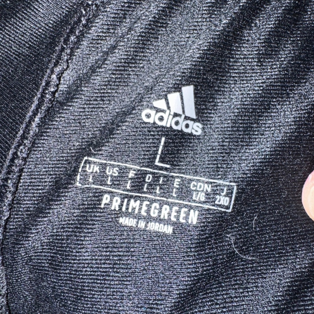 Adidas Primegreen Track Pants Men Large Black White 3-Stripe Zipper Ankle Jogger - Picture 2 of 8